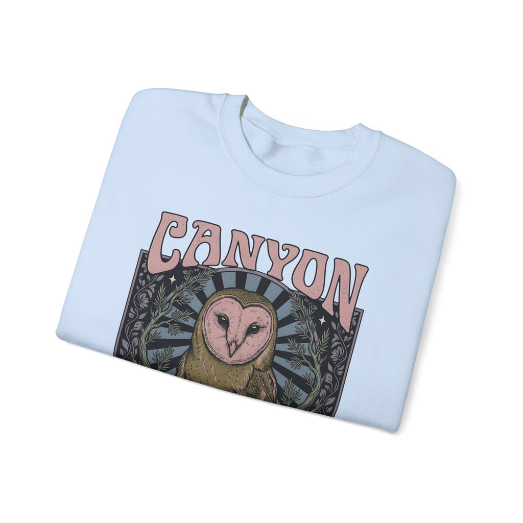 Barn Owl Boho Chic Fauna Gift Hand Drawn Owl Bohemian Fan Illustrated Colorful Blossom Sweatshirt