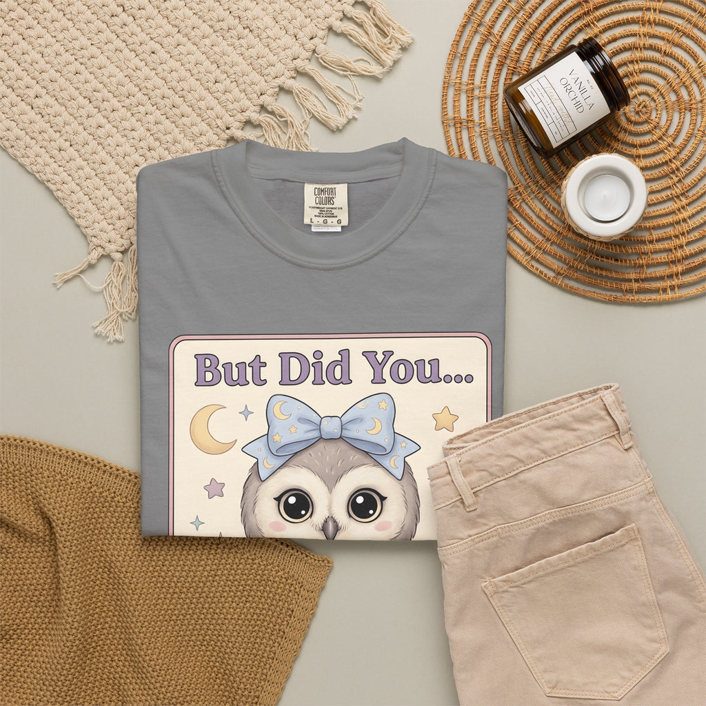Owl Bow T-Shirt Teachers School Gift Women Kawaii T-Shirt Owl T-Shirt Educator Enthusiast Cute T-Shirt Classroom Graphic Pastel Laptop T-Shirt