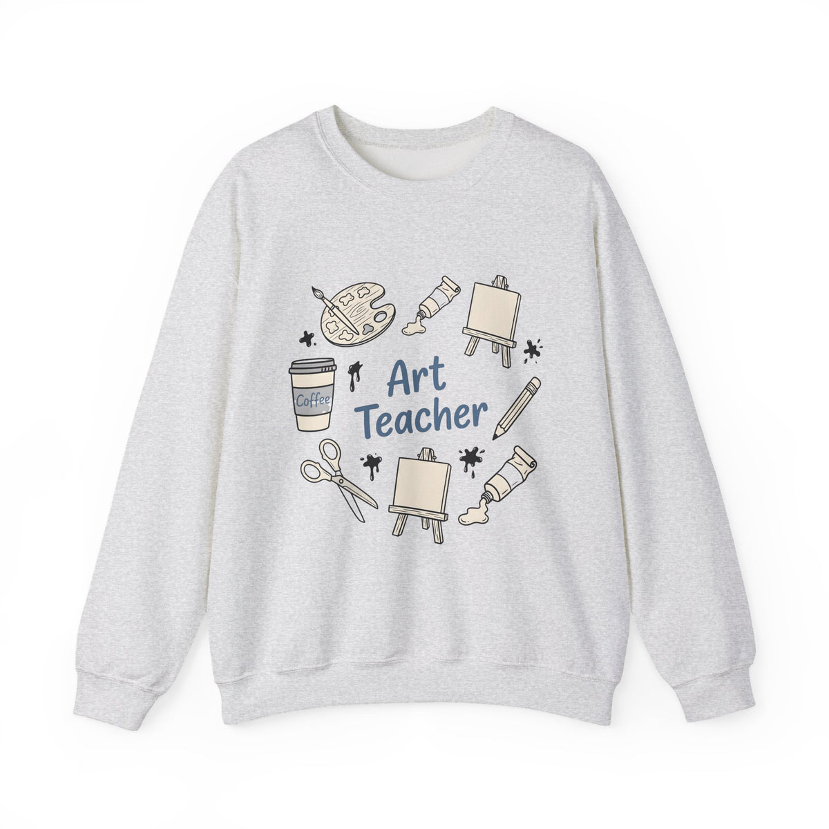 Painting Supplies Sweatshirt Teacher Study Gift Women Line Art Sweatshirt Art Materials Sweatshirt Educator Enthusiast Illustration Design Graphic Studying