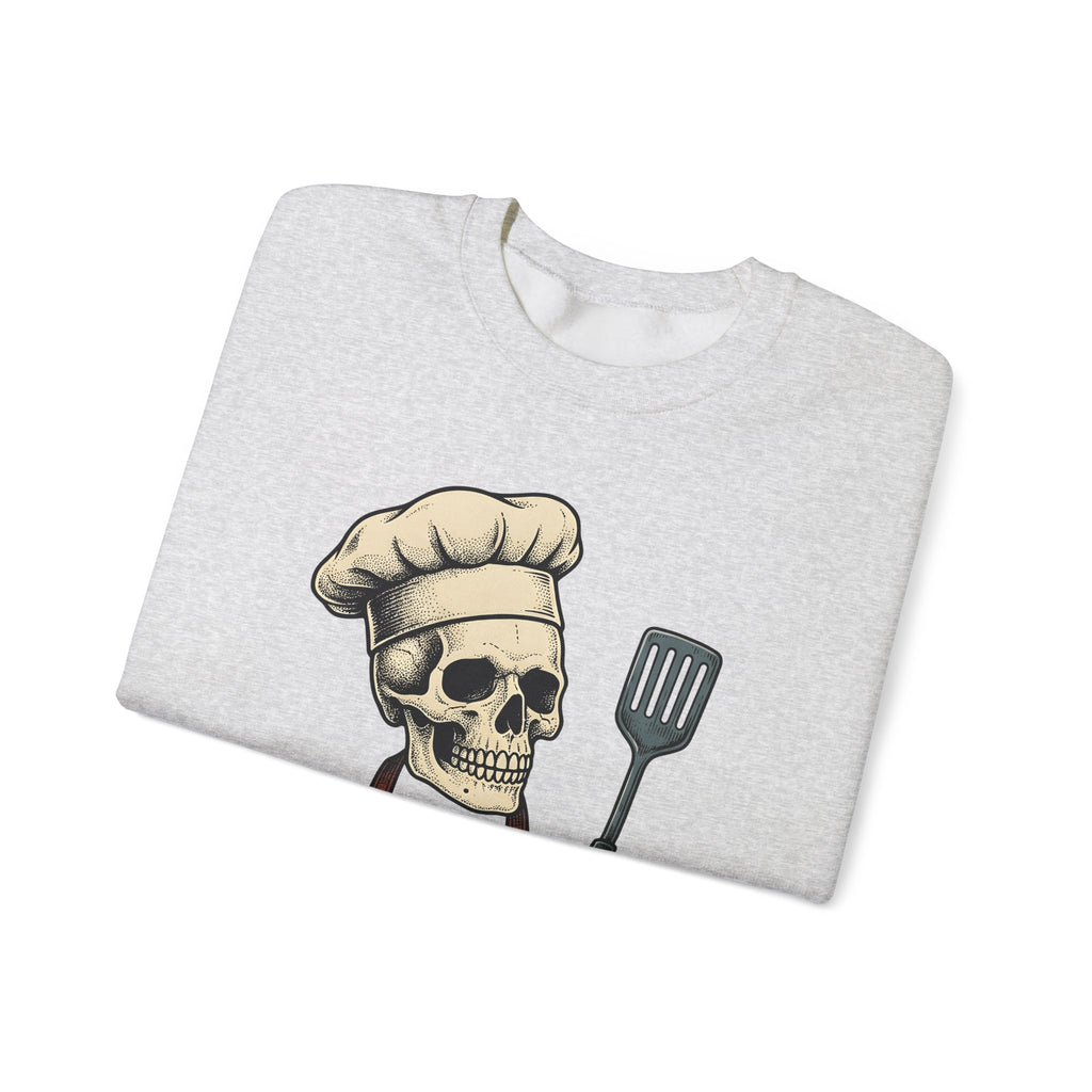 Skeleton Cook Sweatshirt Barbecue Fun Gift Women Classic Sweatshirt Skeleton Sweatshirt Bbq Fan Vintage Sweatshirt Humor Graphic Line Art Grill Spatula Sweatshirt
