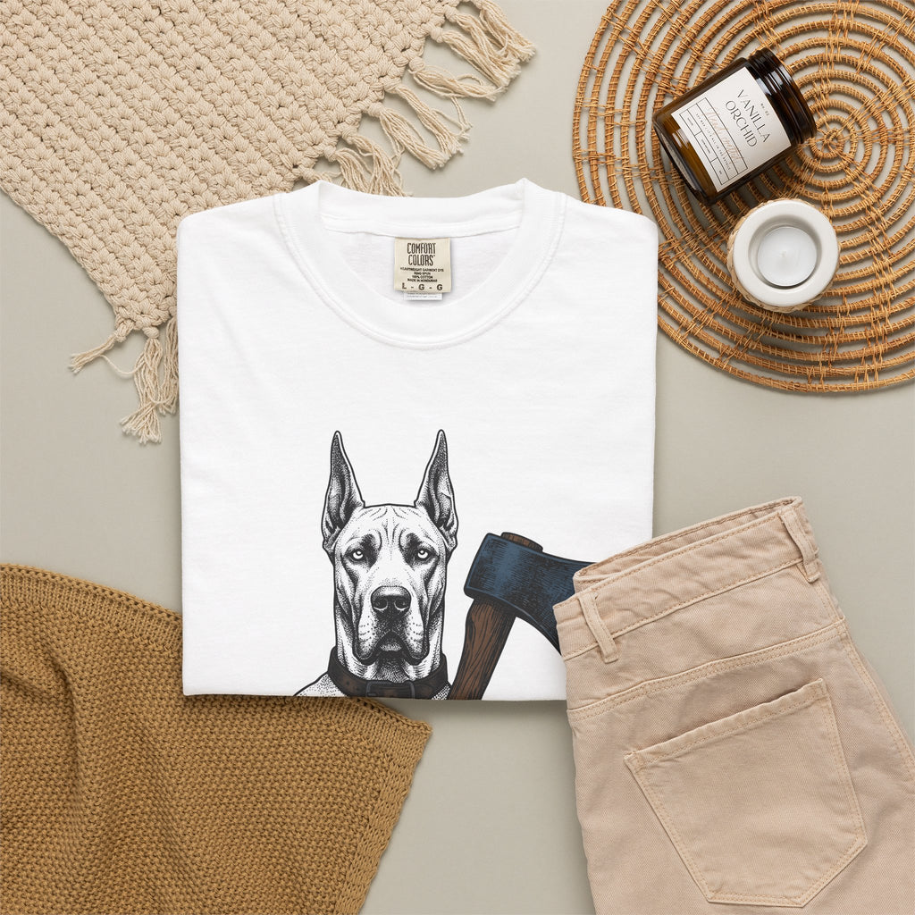 Dane Dog T-Shirt Dog Funny Gift Women Retro T-Shirt Great Dane T-Shirt Dog Fan Hound T-Shirt Humor Graphic Sketch Hatchet T-Shirt