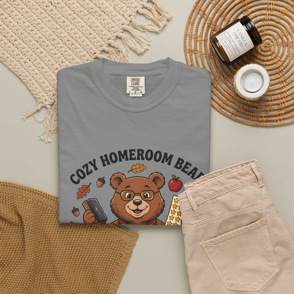 Bear Teacher T-Shirt Teachers Education Gift Women Cartoon T-Shirt Teddy Teacher T-Shirt Educator Enthusiast Comic T-Shirt Learning Graphic Hand