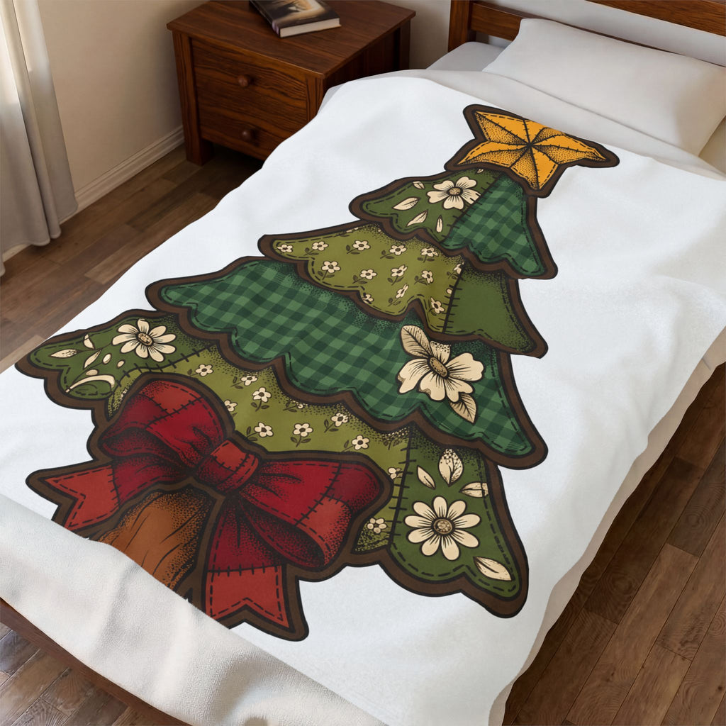 Christmas Tree Christmas Holiday Gift Farmhouse Fir Christmas Fan Rustic Seasonal Vintage Red Bow Blanket