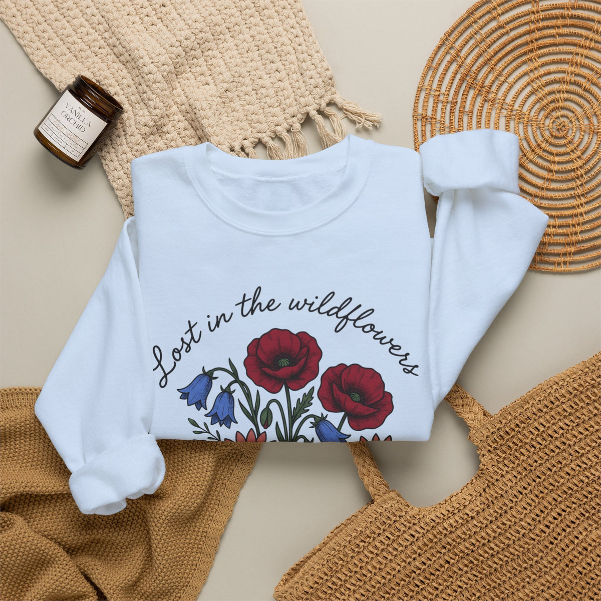Meadow Flowers Sweatshirt Floral Garden Gift Women Plant Drawing Sweatshirt Wildflowers Sweatshirt Flower Fan Botanical Sweatshirt Yard Graphic Hand Drawn