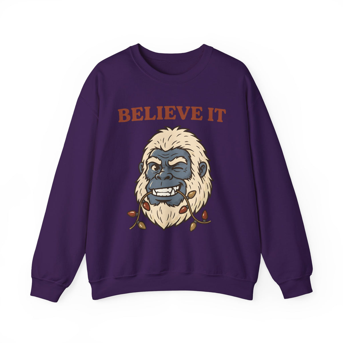 Abominable Snowman Face Sweatshirt Christmas Jokes Gift Women Comic Sweatshirt Yeti Sweatshirt Xmas Fan Cartoon Sweatshirt Pun Graphic Retro Holiday Lights