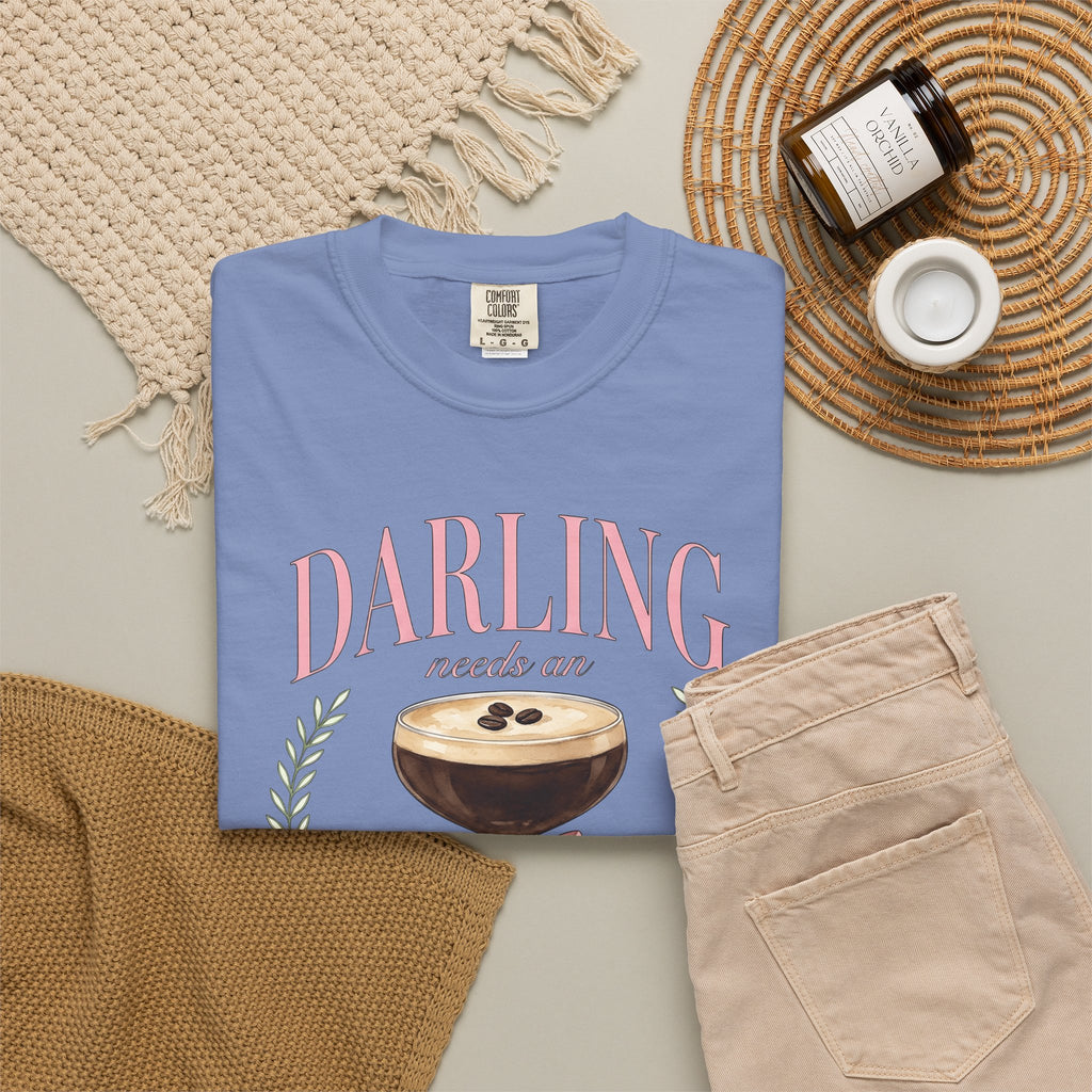 Espresso Martini T-Shirt Coffee Cocktail Gift Women Watercolor T-Shirt Martini T-Shirt Coffee Fan Cocktail Design T-Shirt Hand Drawn Pink Bow