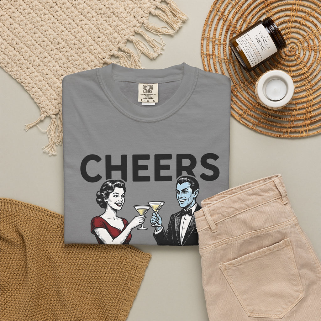Vampire Duo T-Shirt Halloween Event Gift Women Antique T-Shirt Vampire Couple T-Shirt Horror Fan Spooky T-Shirt Party Graphic Old School Wine Glass