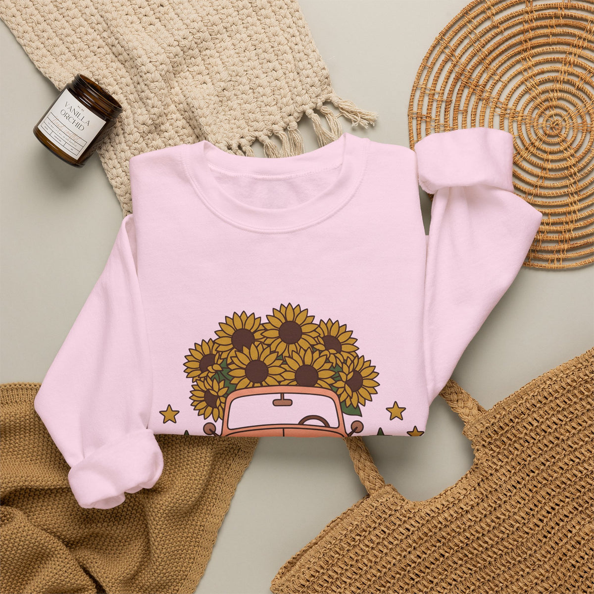 Vintage Truck Sunflowers Sweatshirt Cowgirl Country Gift Women Boho Sweatshirt Old Truck Sweatshirt Rodeo Fan Western Sweatshirt Rustic Graphic Retro Stars