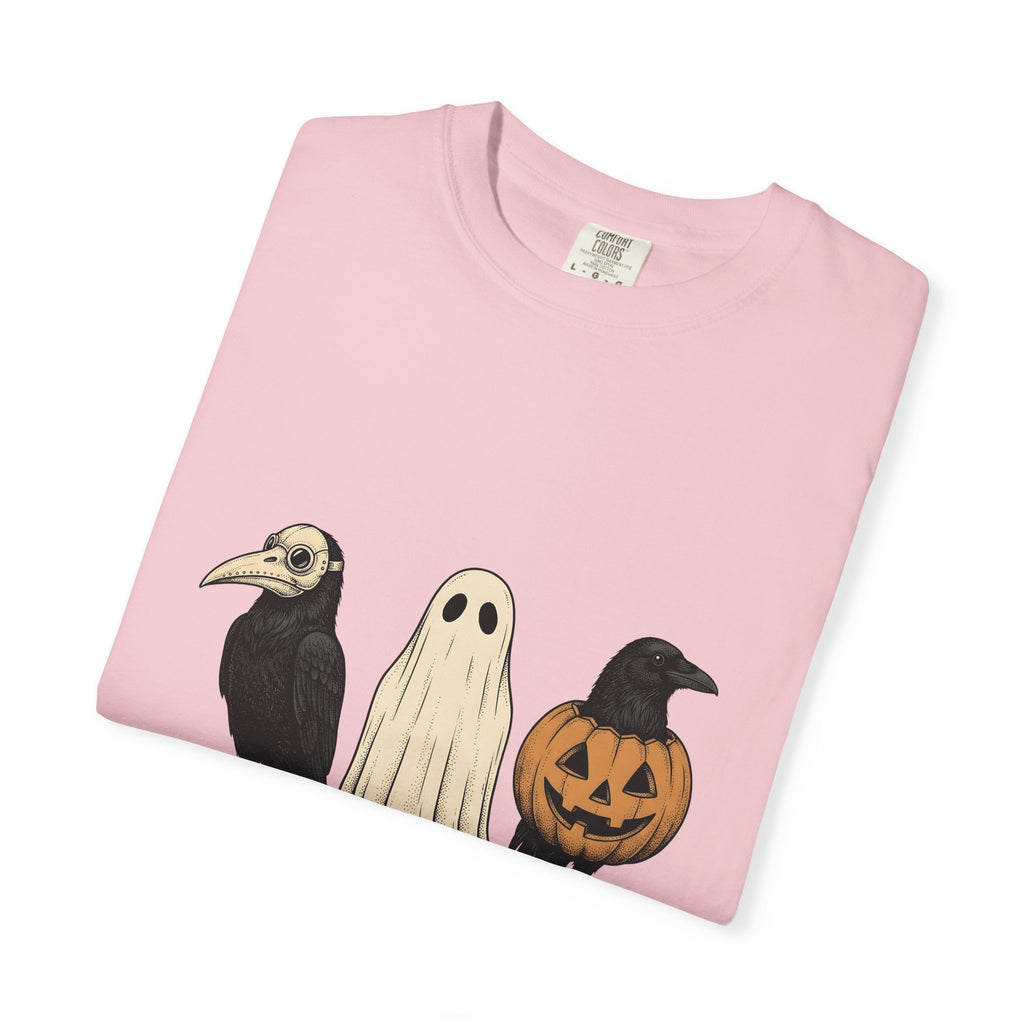 Raven Outfit T-Shirt Halloween Horror Gift Women Retro T-Shirt Crow Outfit T-Shirt Horror Fan Creepy Graphic T-Shirt Sketch Jack-O-Lantern T-Shirt