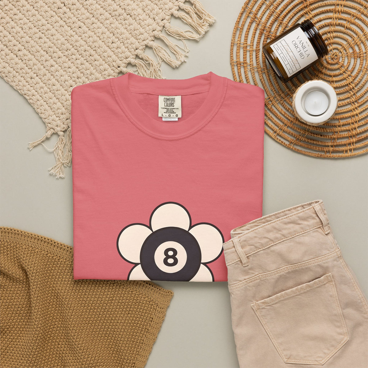 Eight Ball Flower Billiards Plants Gift Modern Magic Flower Pool Fan Artistic Floral Antique T-Shirt