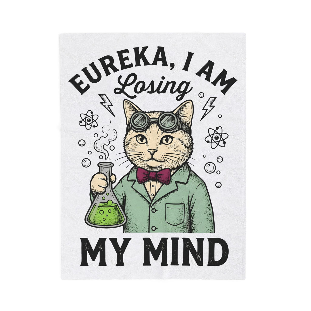 Scientist Cat Blanket Cat Science Gift Women Vintage Blanket Feline Blanket Cat Fan Retro Blanket Scientific Graphic Hand Drawn Beaker Blanket
