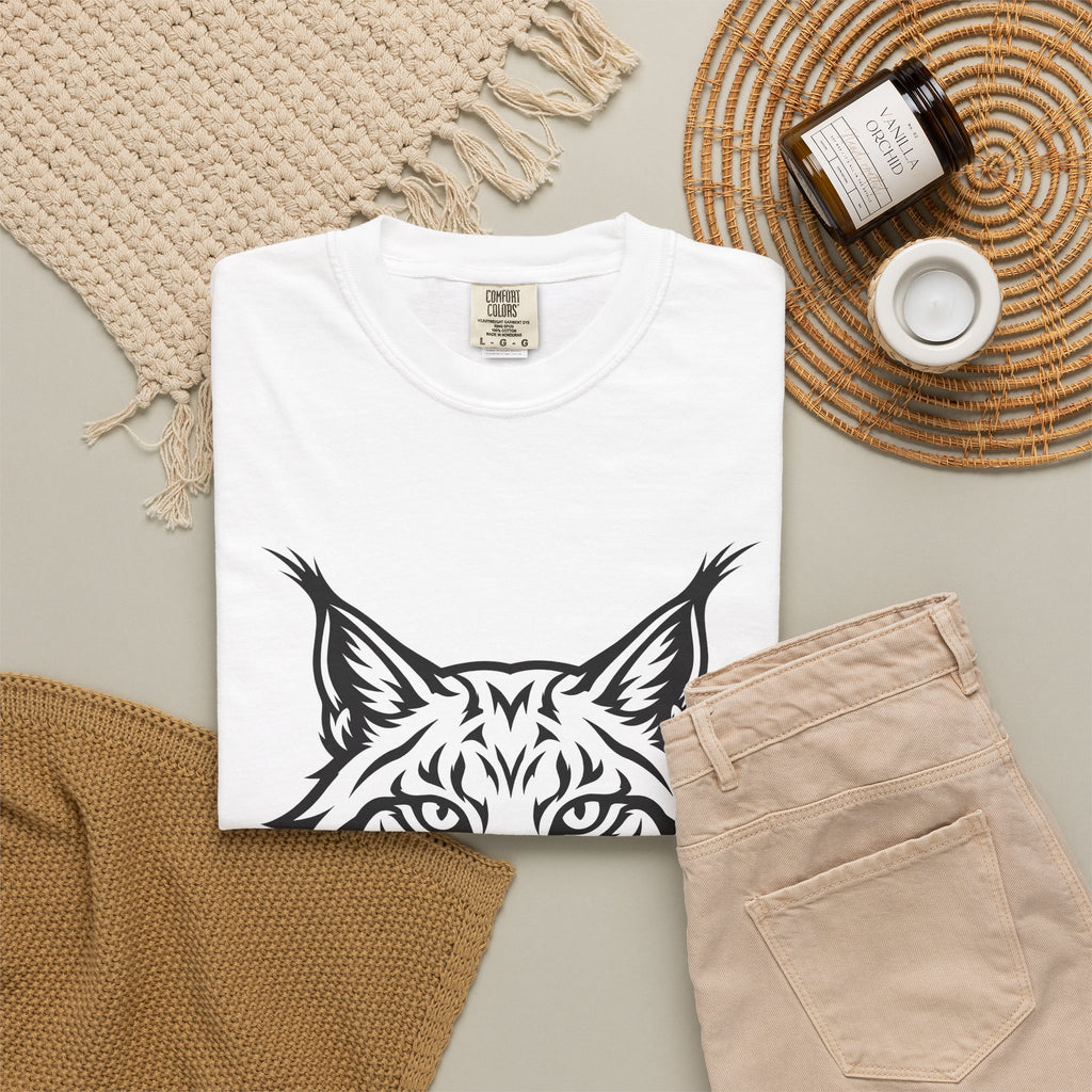Lynx Head T-Shirt Cat Wildlife Gift Women Bold Line Art T-Shirt Bobcat T-Shirt Cat Fan Line Art T-Shirt Wildlife Graphic Tribal Wildcat T-Shirt
