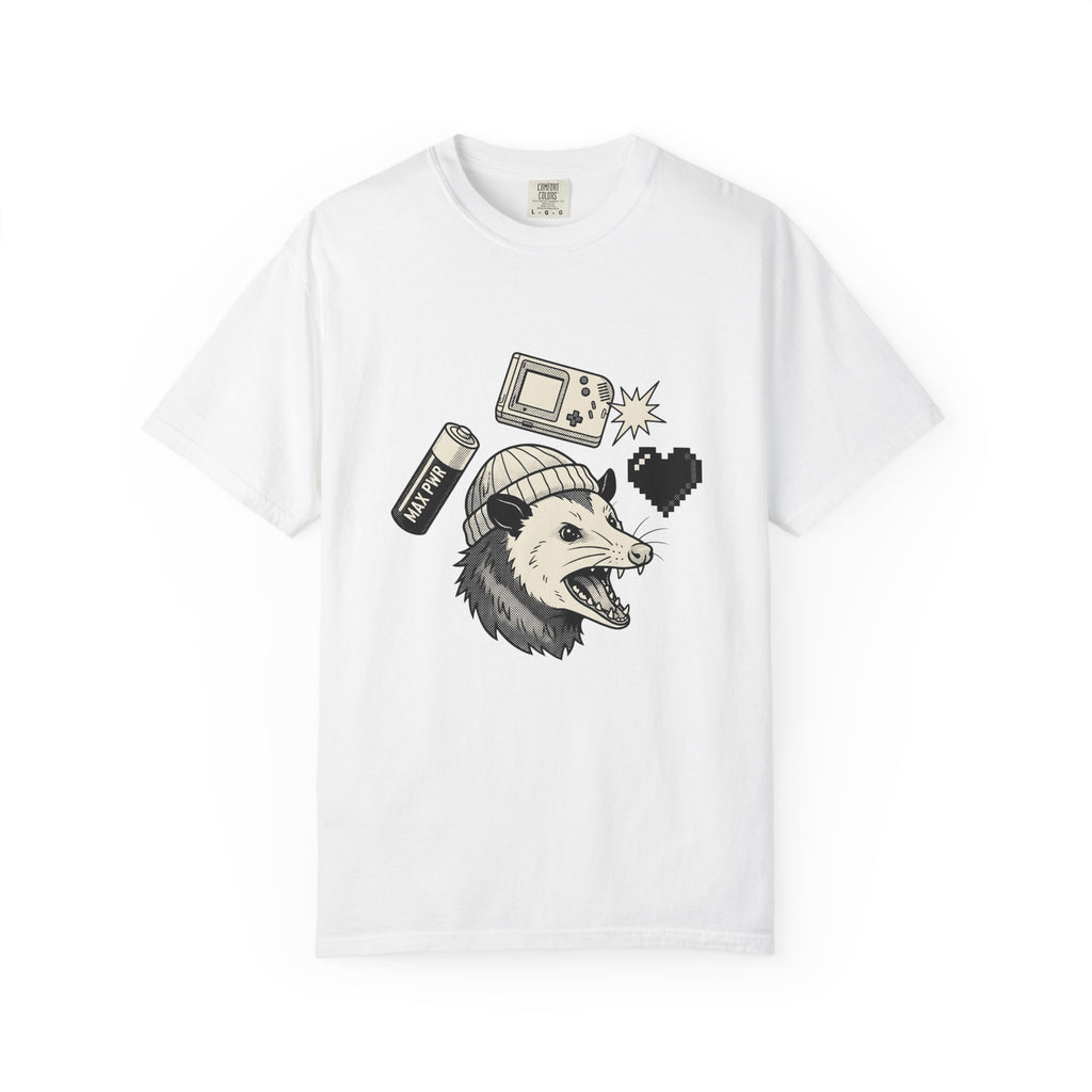 Possum Beanie T-Shirt Funny Gaming Gift Women Comic T-Shirt Opossum T-Shirt Humor Fan Cartoon T-Shirt Gamer Graphic Vintage Retro Game Console