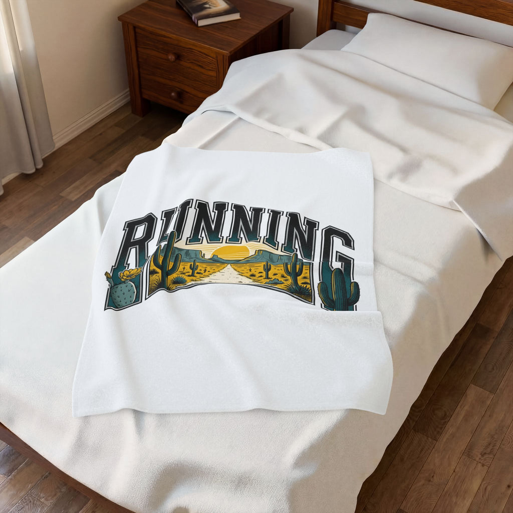 Desert Scene Blanket Running Hiking Gift Women Antique Blanket Desert Blanket Runner Enthusiast Trail Graphic Old School Succulents Blanket