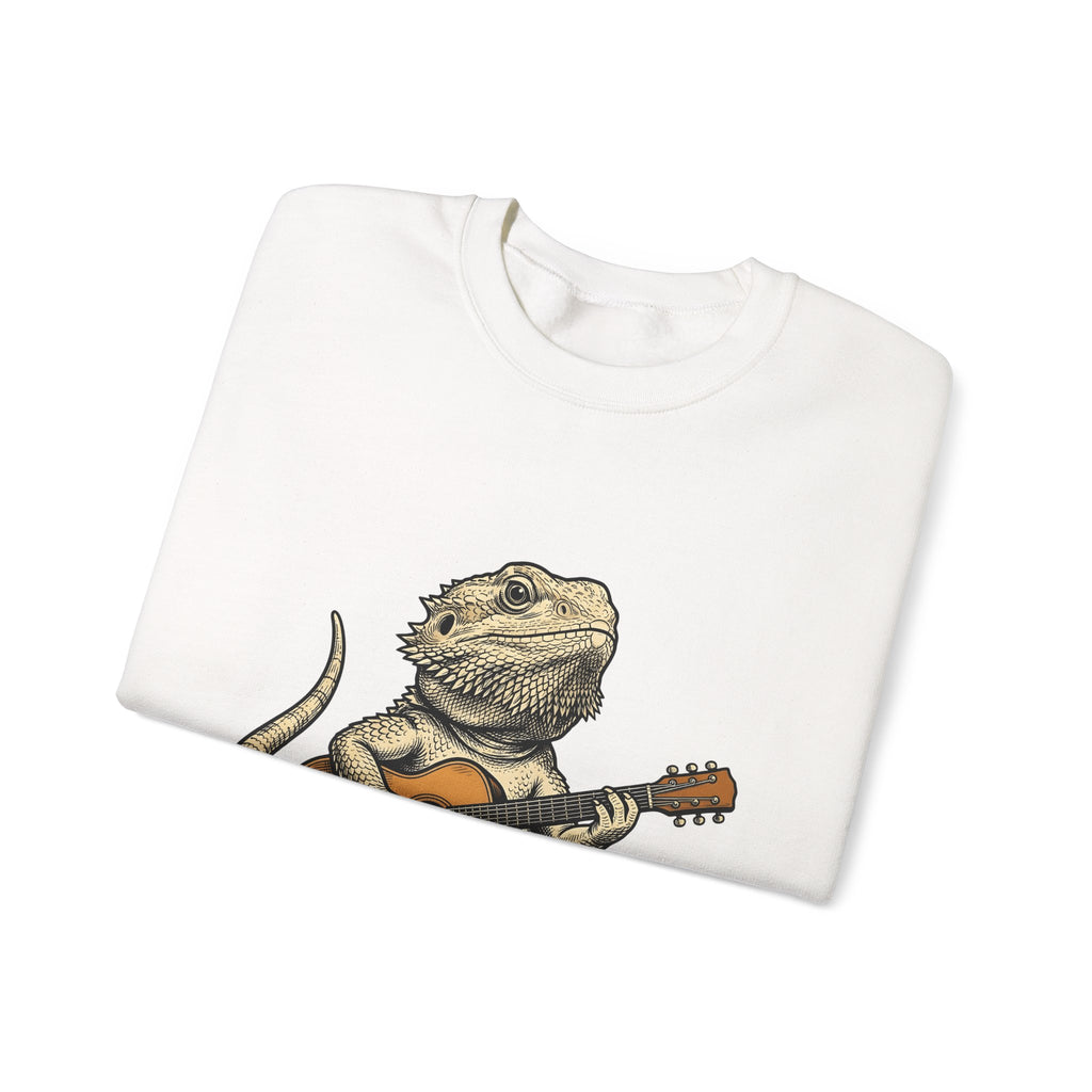 Bearded Lizard Guitar Sweatshirt Boho Chic Gear Gift Women Cartoon Sweatshirt Bearded Dragon Sweatshirt Bohemian Fan Comic Sweatshirt Equipment Graphic Hand
