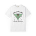 Luna Moth T-Shirt Funny Arthropod Gift Women Hand Painted T-Shirt Moth T-Shirt Humor Fan Hand Drawn T-Shirt Insect Graphic Cartoon Stars T-Shirt