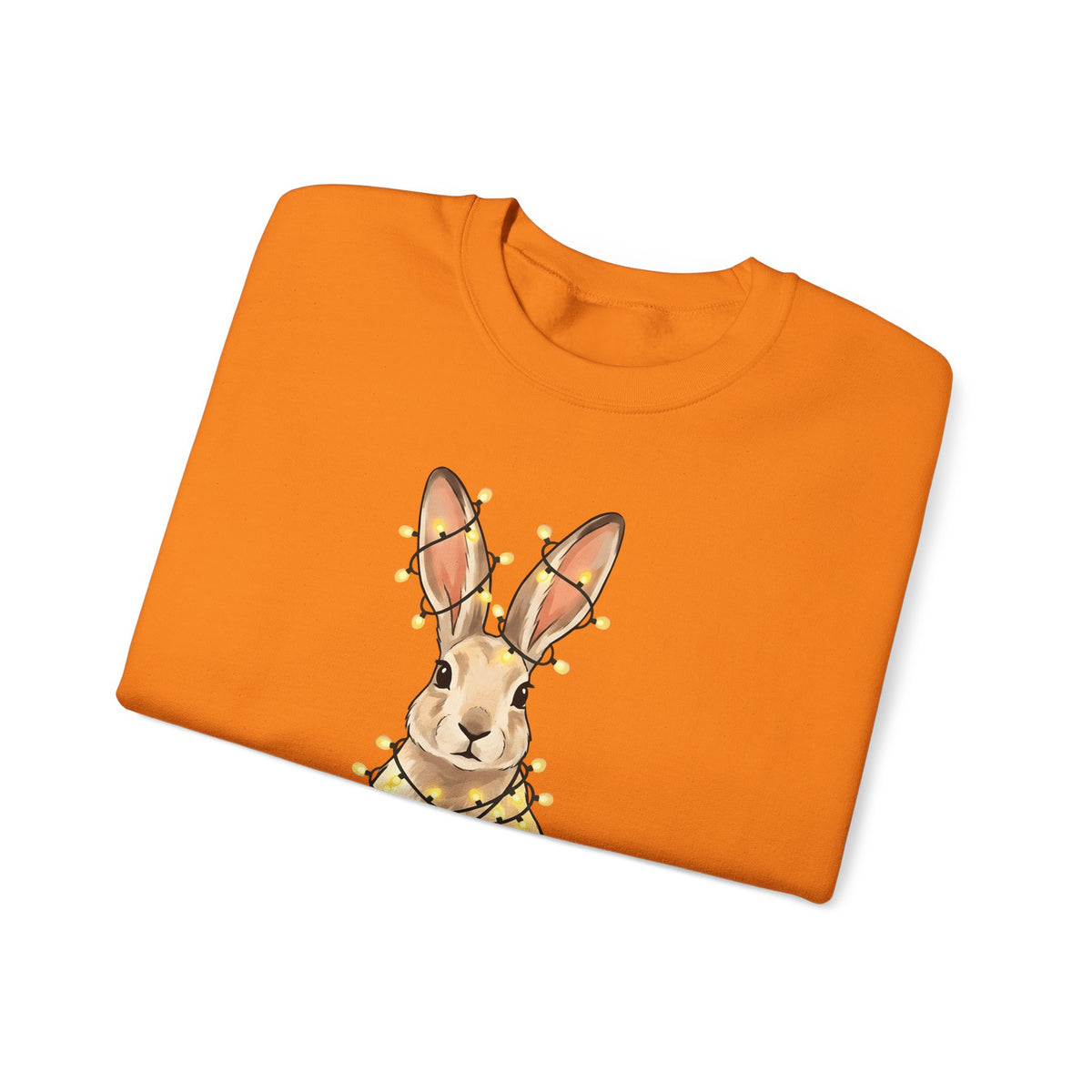 Bunny Sweatshirt Animals Holiday Gift Women Cute Sweatshirt Rabbit Sweatshirt Pet Fan Cute Sweatshirt Christmas Graphic Hand Drawn String Lights Sweatshirt