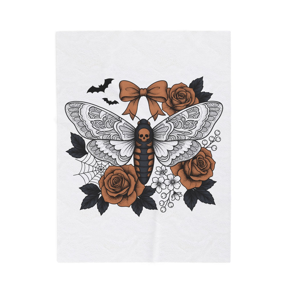 Skull Butterfly Blanket Halloween Horror Gift Women Body Art Blanket Sugar Skull Blanket Horror Fan Tattoo Blanket Macabre