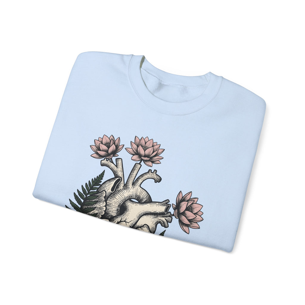 Heart Bloom Sweatshirt Boho Chic Environment Gift Women Natural Sweatshirt Flower Sweatshirt Bohemian Fan Organic Graphic Illustration Sketch Foliage