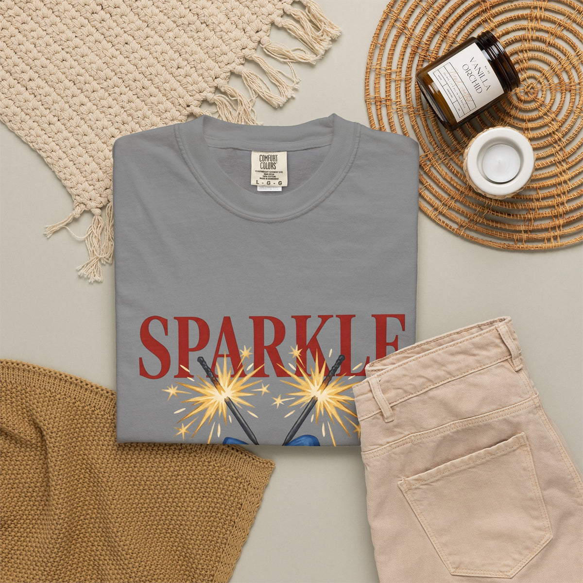 Sparkler Bow T-Shirt 4th Of July America Gift Women Hand Painted T-Shirt Sparkler T-Shirt Independence Day Fan Painted T-Shirt Patriotic Graphic