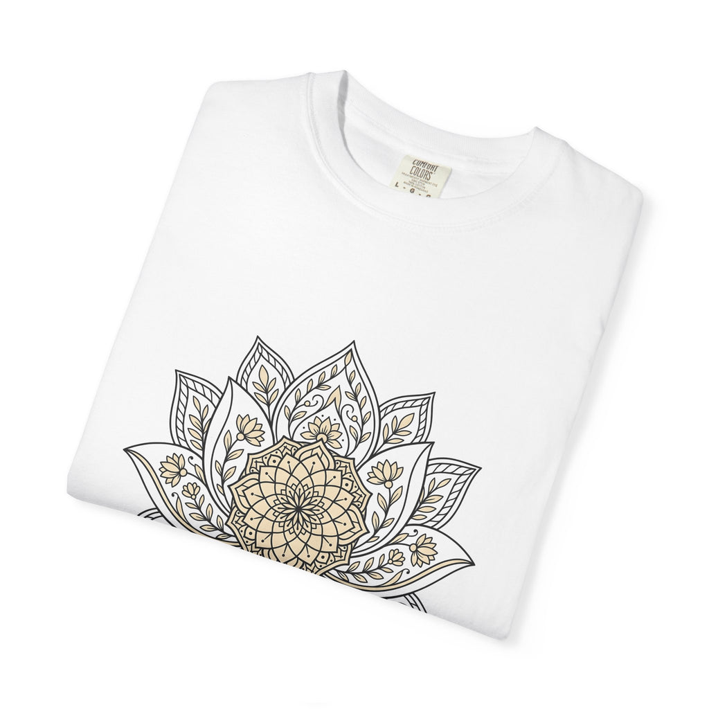 Mandala Bloom T-Shirt Boho Chic Mindfulness Gift Women Folk T-Shirt Flower T-Shirt Bohemian Enthusiast Tribal T-Shirt Meditation Graphic Clean