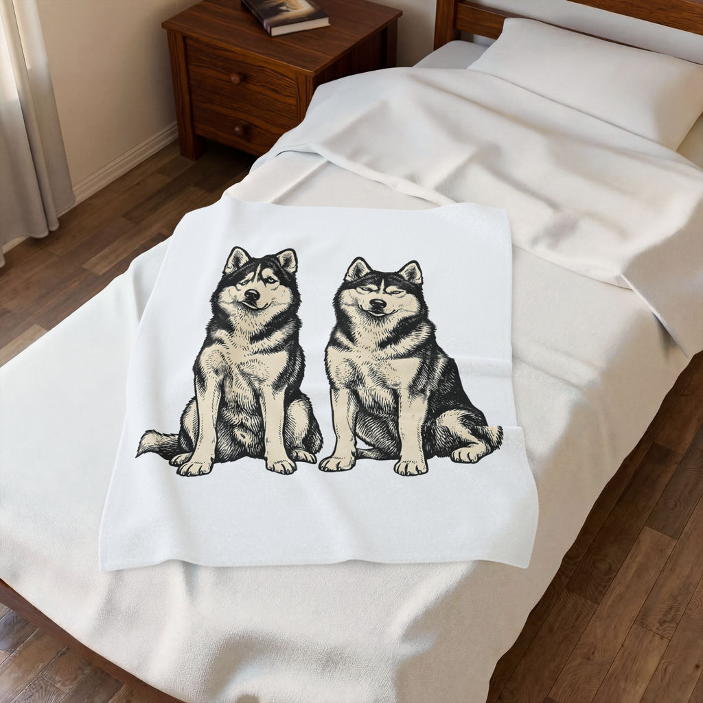 Siberian Huskies Blanket Dog Wildlife Gift Women Doodle Blanket Husky Blanket Dog Fan Doggy Blanket Wildlife Graphic Classic Couple Blanket
