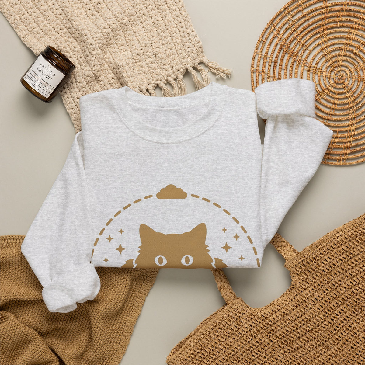 Soft Cat Cat Pet Gift Simple Kitten Cat Fan Minimalist Animal Contemporary Sparkles Sweatshirt