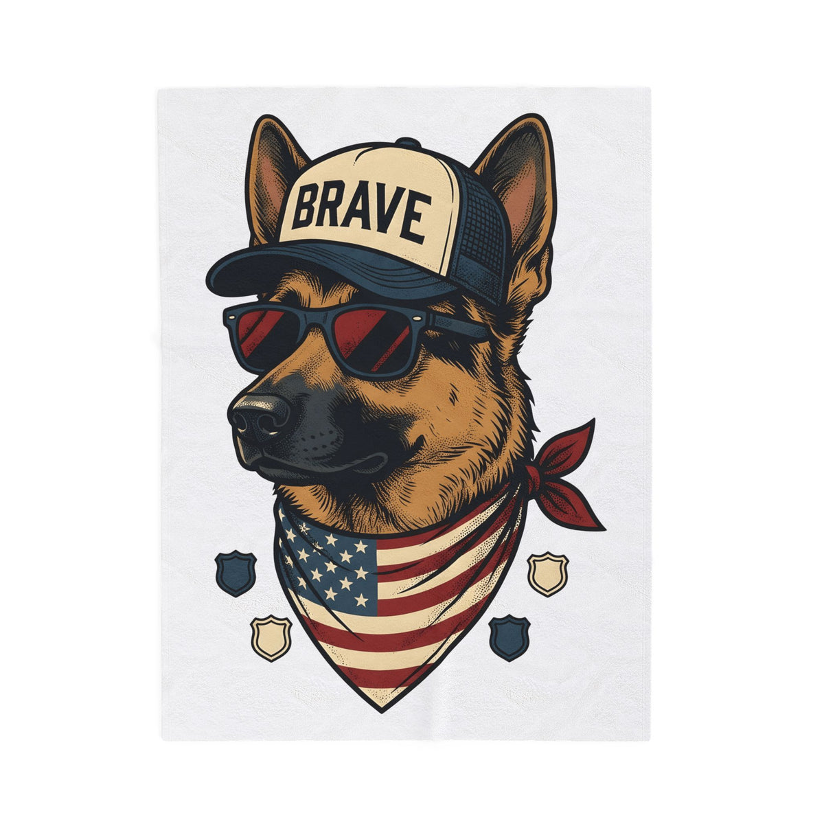 German Shepherd Pup Blanket America Canine Gift Women Hand Drawn Blanket Alsatian Blanket Usa Fan Illustrated Blanket Dog Graphic Sketch Flag