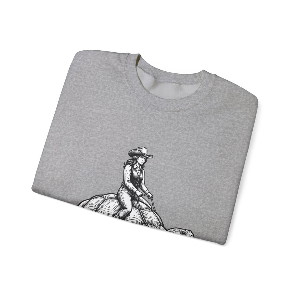 Cowgirl Riding Tortoise Sweatshirt Cowgirl Western Gift Women Vintage Sweatshirt Cowgirl Riding Turtle Sweatshirt Rodeo Fan Retro Sweatshirt Western Design