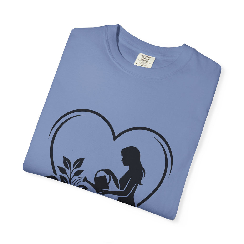 Girl Watering Flower T-Shirt Moms Plants Gift Women Outline T-Shirt Gardener T-Shirt Motherhood Enthusiast Sketch T-Shirt Botanical Graphic Modern