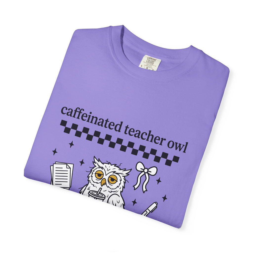 Coffee Owl T-Shirt Teacher Pets Gift Women Kawaii T-Shirt Owl T-Shirt Educator Enthusiast Cute T-Shirt Animal Graphic Hand Drawn Twinkles T-Shirt