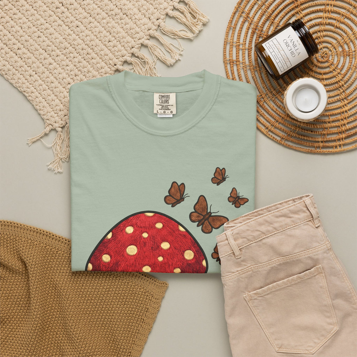Shroom T-Shirt Boho Chic Environment Gift Women Applique T-Shirt Mushroom T-Shirt Hippie Fan Embroidered T-Shirt Eco Graphic Old-Fashioned