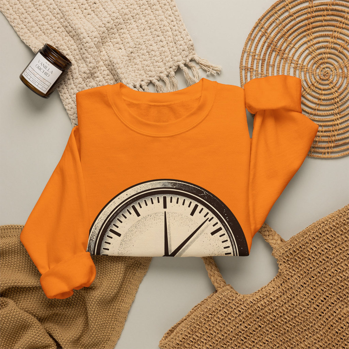 Analog Clock Sweatshirt Sports Encouragement Gift Women Aged Sweatshirt Timepiece Sweatshirt Athlete Fan Vintage Sweatshirt Motivational Graphic Clean Clock
