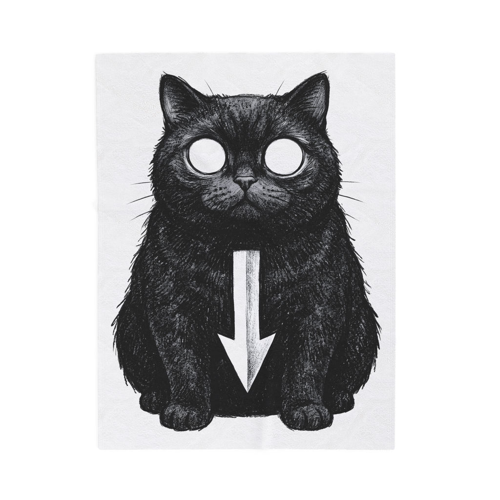 Black Cat Blanket Cat Gothic Gift Women Sketch Blanket Kitty Blanket Feline Fan Cat Illustration Graphic Minimalist Arrow Blanket
