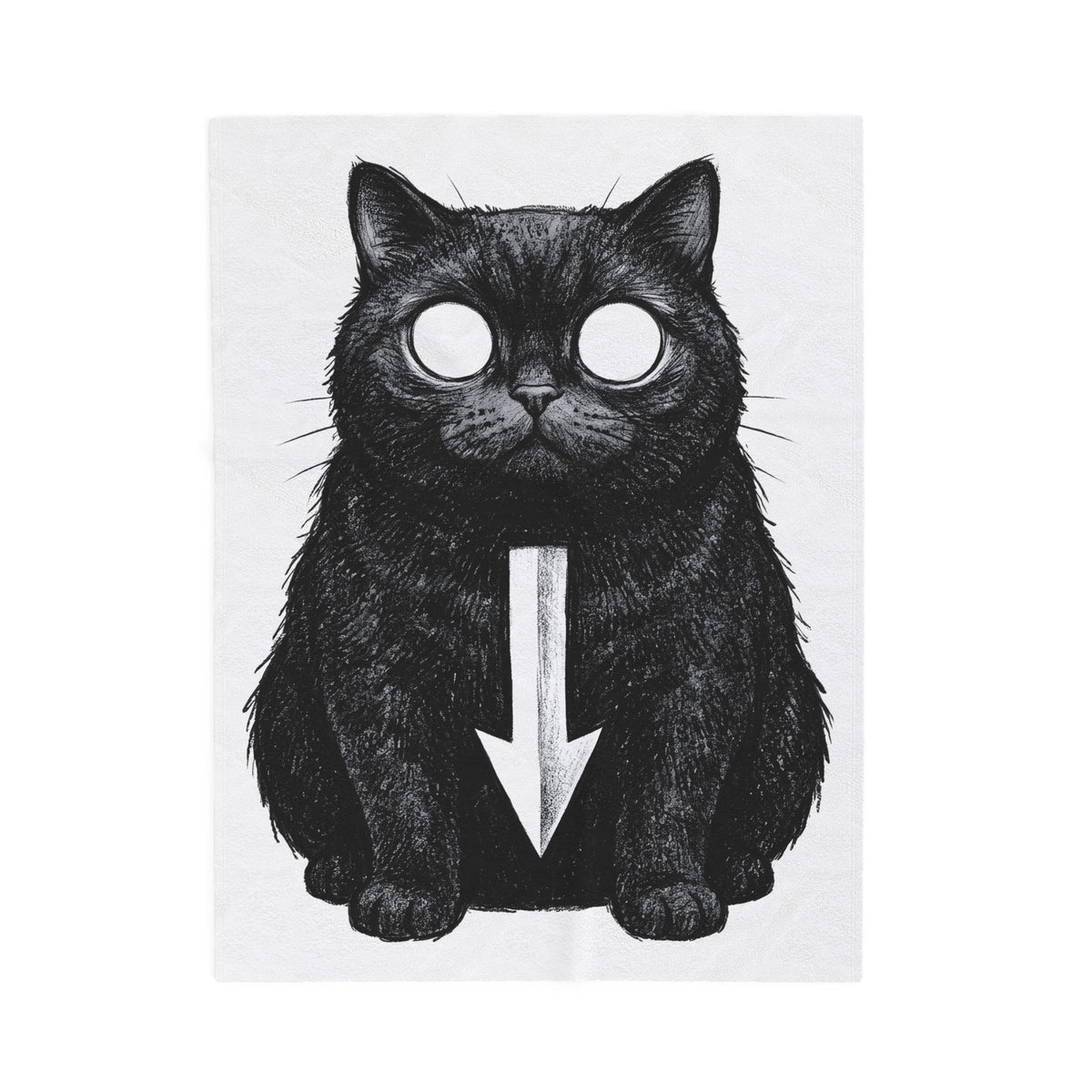 Black Cat Blanket Cat Gothic Gift Women Sketch Blanket Kitty Blanket Feline Fan Cat Illustration Graphic Minimalist Arrow Blanket