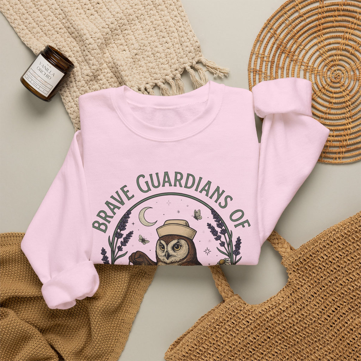 Nursing Owl Sweatshirt Nurses Gratitude Gift Women Retro Sweatshirt Owl Sweatshirt Nurse Enthusiast Vintage Sweatshirt Appreciation Graphic Sketch Torch Sweatshirt