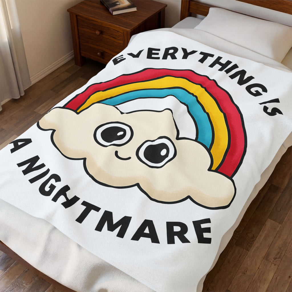 Rainbow Cloud Blanket Funny Sarcasm Gift Women Bold Graphic Blanket Colorful Blanket Humor Fan Graphic Design Sarcastic Graphic Retro Humor Blanket