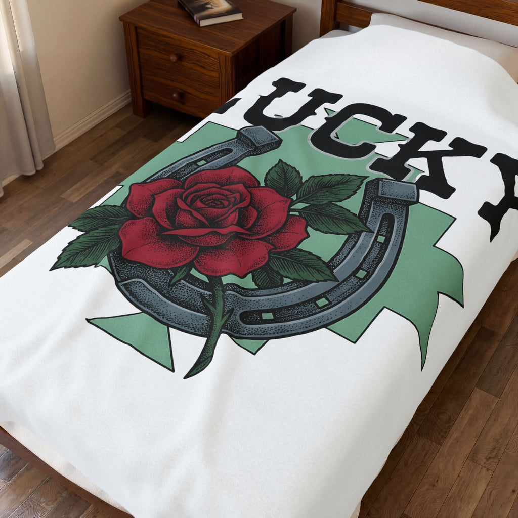 Horseshoe Rose Blanket Cowgirl Ranch Gift Women Line Art Blanket Rosebud Blanket Cowgirl Fan Minimalist Blanket Farmhouse Graphic Classic Shape