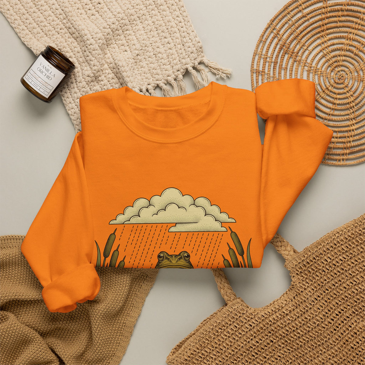 Frog Drawing Sweatshirt Boho Chic Flora Gift Women Garden Sweatshirt Toad Sweatshirt Bohemian Fan Botanical Sweatshirt Floral Graphic Classic Pond Flower
