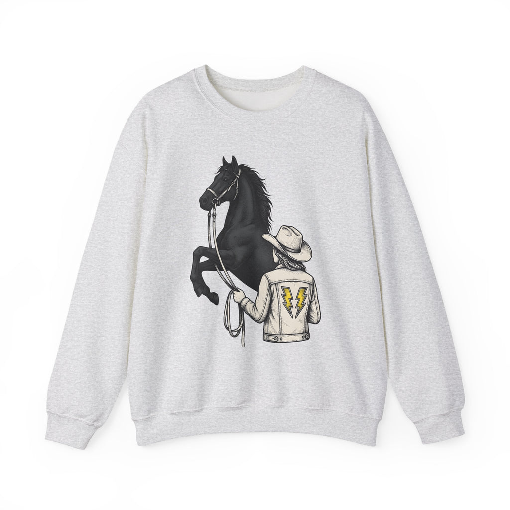 Ranch Horse Sweatshirt Cowgirl Cowboy Gift Women Old School Sweatshirt Ranch Horse Sweatshirt Rodeo Fan Vintage Sweatshirt Cowboy Graphic Line Art Power Bolt