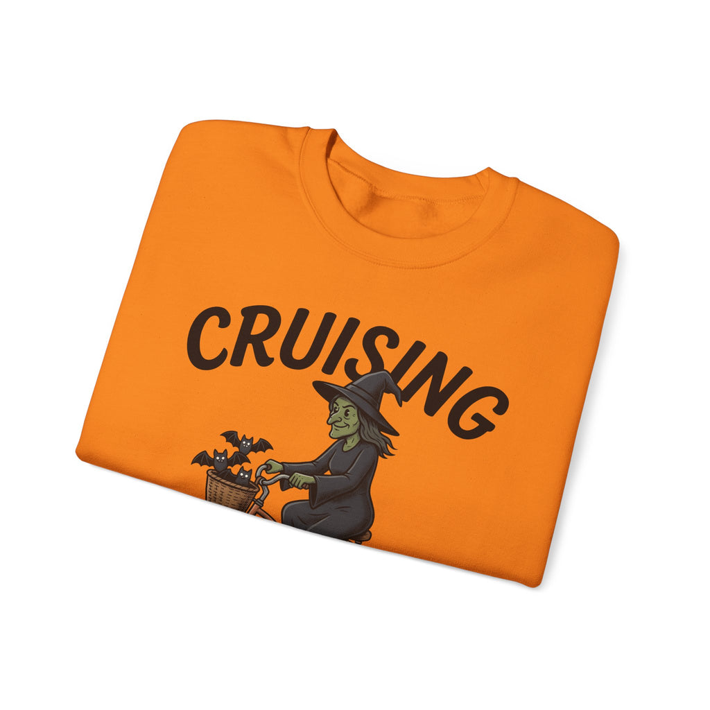 Witch Cycle Sweatshirt Halloween Prank Gift Women Doodle Sweatshirt Witchcraft Sweatshirt Horror Fan Witchy Sweatshirt Prank Graphic Classic Bat Silhouette