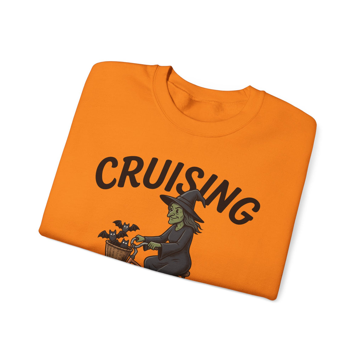 Witch Cycle Sweatshirt Halloween Prank Gift Women Doodle Sweatshirt Witchcraft Sweatshirt Horror Fan Witchy Sweatshirt Prank Graphic Classic Bat Silhouette
