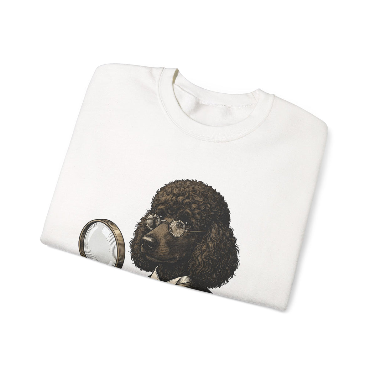 Poodle Detective Sweatshirt Dog Humor Gift Women Vintage Sweatshirt Dog Detective Sweatshirt Dog Fan Canine Comic Graphic Sweatshirt Hand Drawn Magnifying
