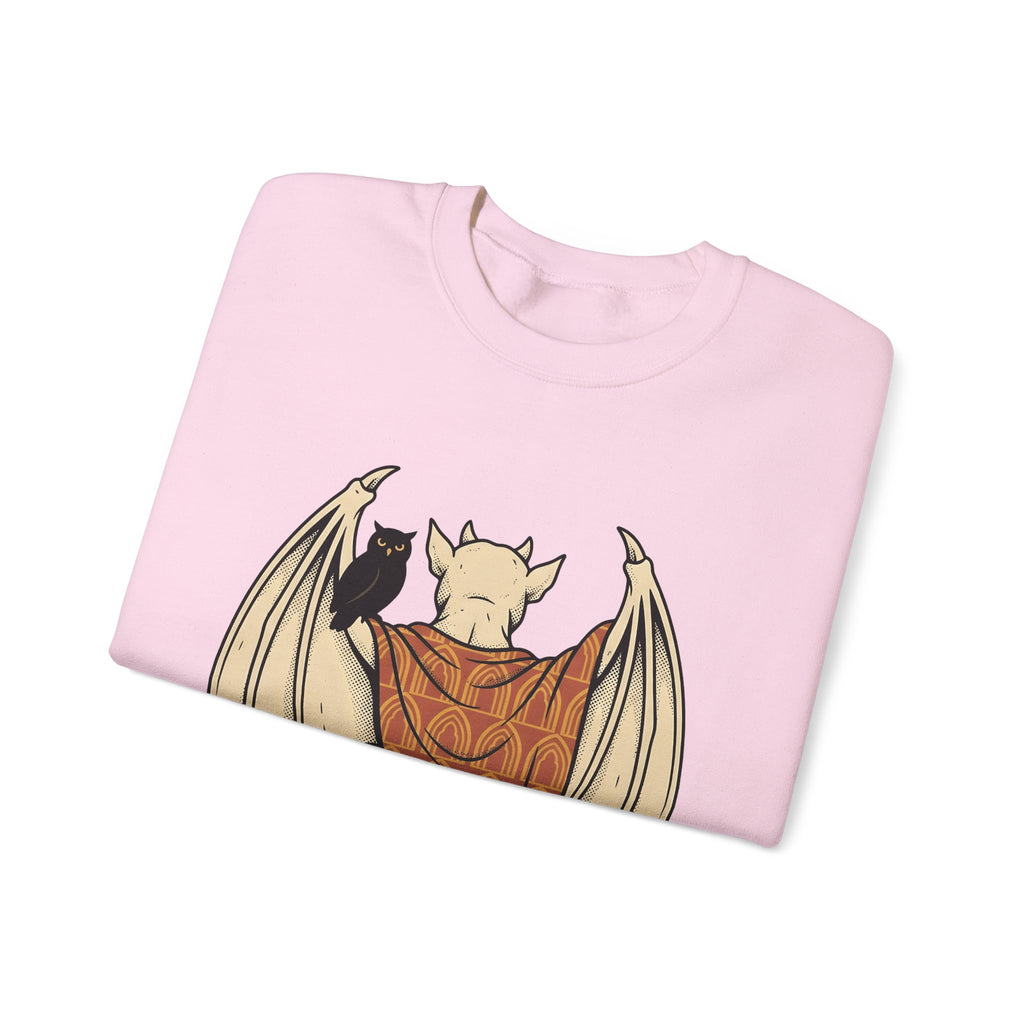 Bat Sculpture Sweatshirt Halloween Ghost Gift Women Mysterious Sweatshirt Statue Sweatshirt Horror Fan Dark Art Sweatshirt Specter Graphic Classic Night Bird