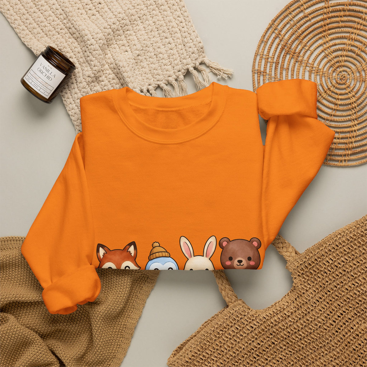 Forest Creatures Sweatshirt Christmas Wildlife Gift Women Adorable Sweatshirt Woodland Sweatshirt Xmas Fan Cute Sweatshirt Animal Graphic Comic Mistletoe