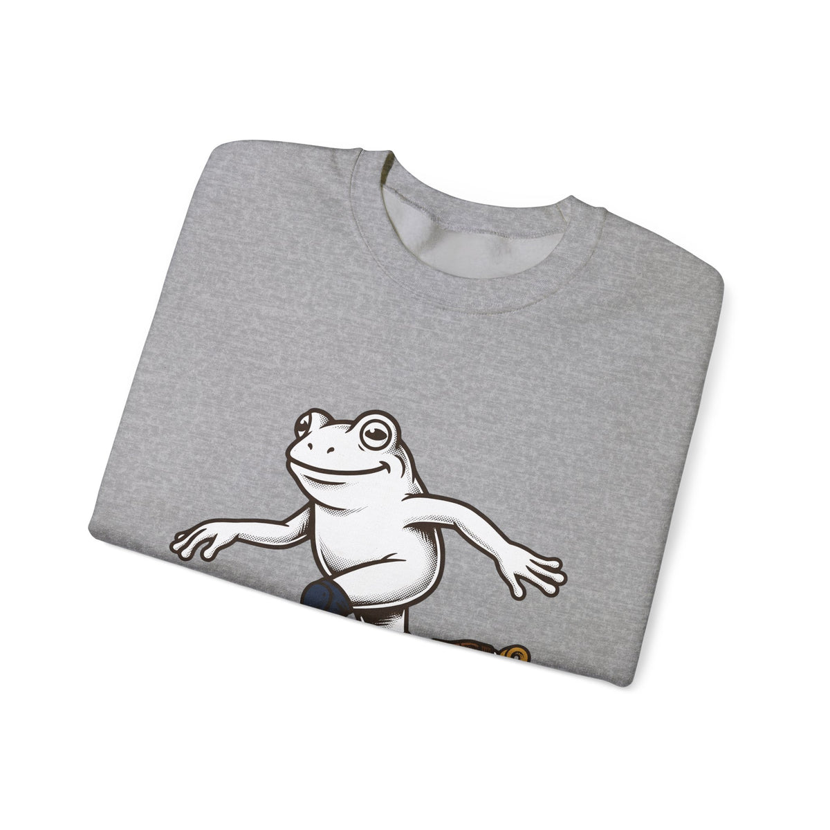 Skating Frog Sweatshirt Sports Wildlife Gift Women Comic Sweatshirt Toad Sweatshirt Athlete Fan Cartoon Sweatshirt Animal Graphic Vintage Pads Sweatshirt