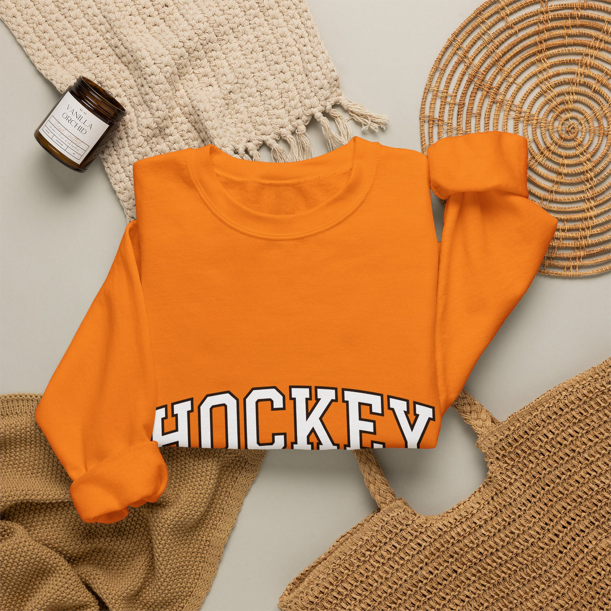Varsity Lettering Sweatshirt Moms Puck Sport Gift Women Thick Sweatshirt Letterman Sweatshirt Mom Fan Bold Sweatshirt Hockey Graphic Classic Team Mom Sweatshirt