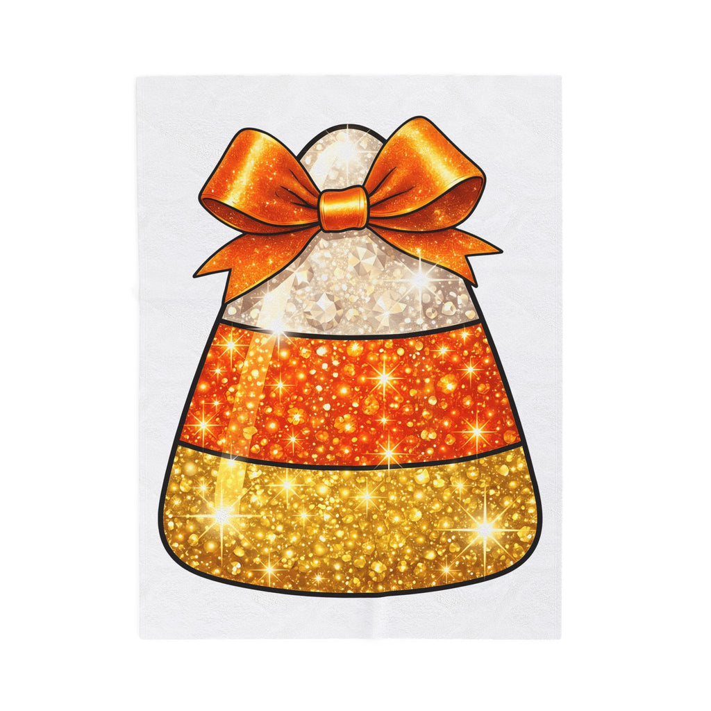 Candy Corn Blanket Halloween Candy Gift Women Glitter Blanket Triangular Corn Blanket Spooky Fan Sparkling Blanket Sweets Graphic Kawaii Bow Blanket