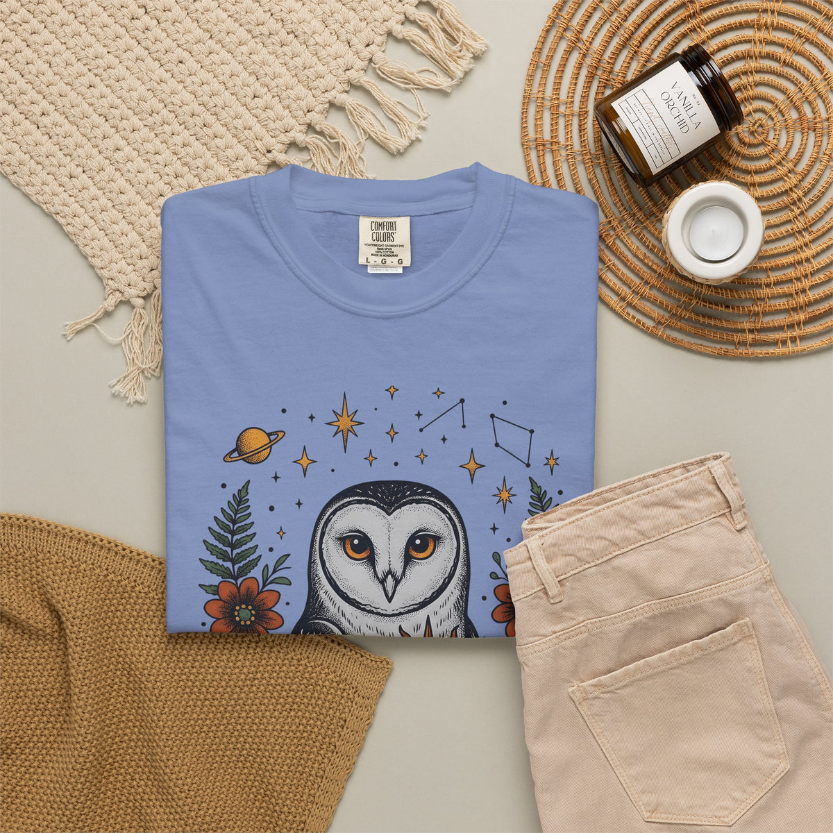 Owl Sun Boho Chic Nature Gift Boho Hoot Bohemian Fan Hippie Environmental Vintage Floral T-Shirt