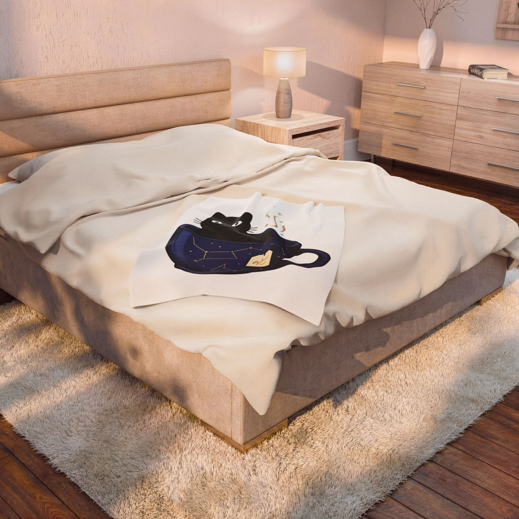 Black Feline Tea Cup Blanket Cat Gift Women Signs Gift Women Cute Blanket Cat Blanket Blanket Cat Fan Kitty Blanket Adorable Blanket Zodiac Graphic Blanket